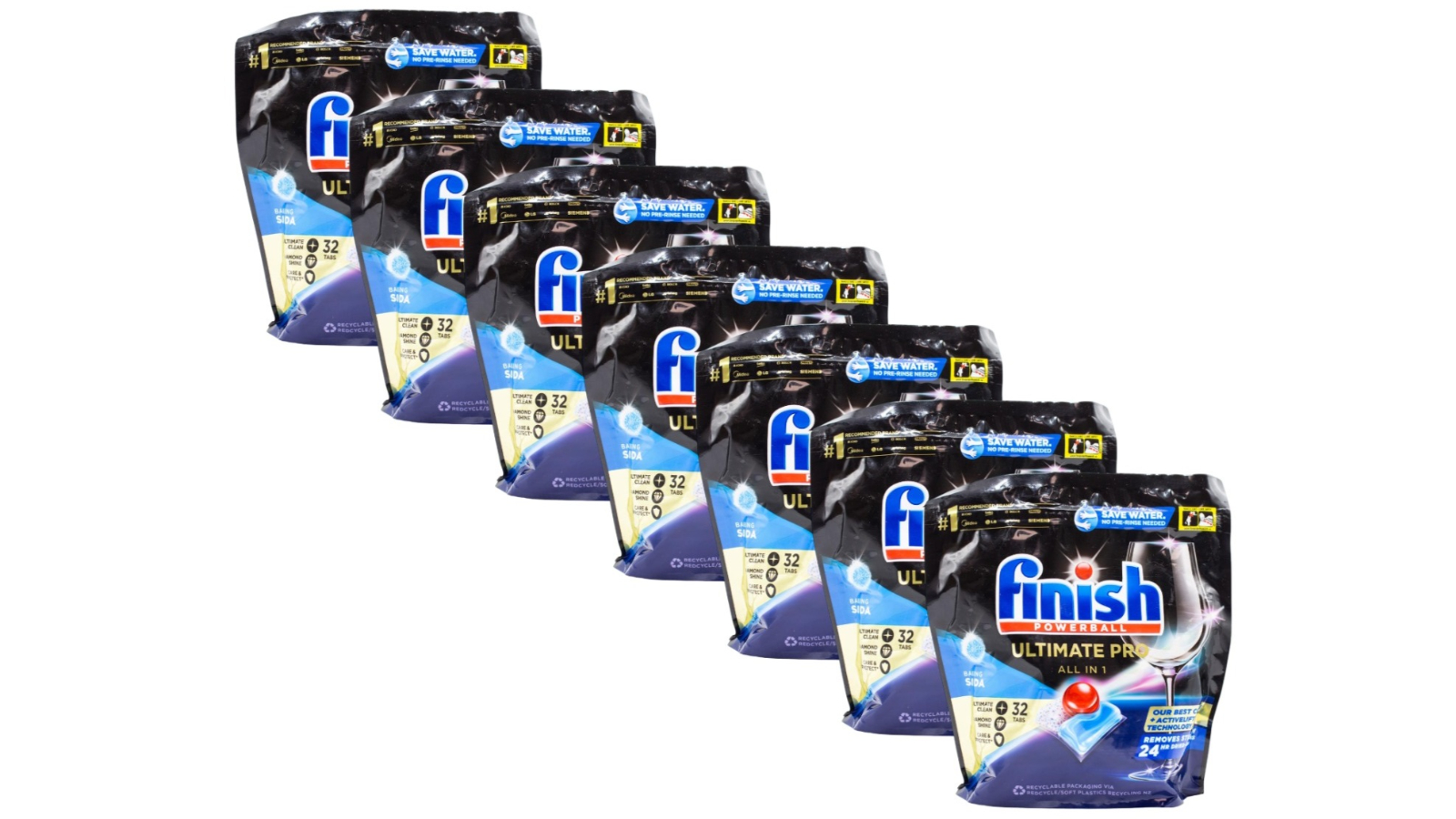 Finish 7 Piece Powerball Ultimate Pro All-in-One Baking Soda - Pack of 32