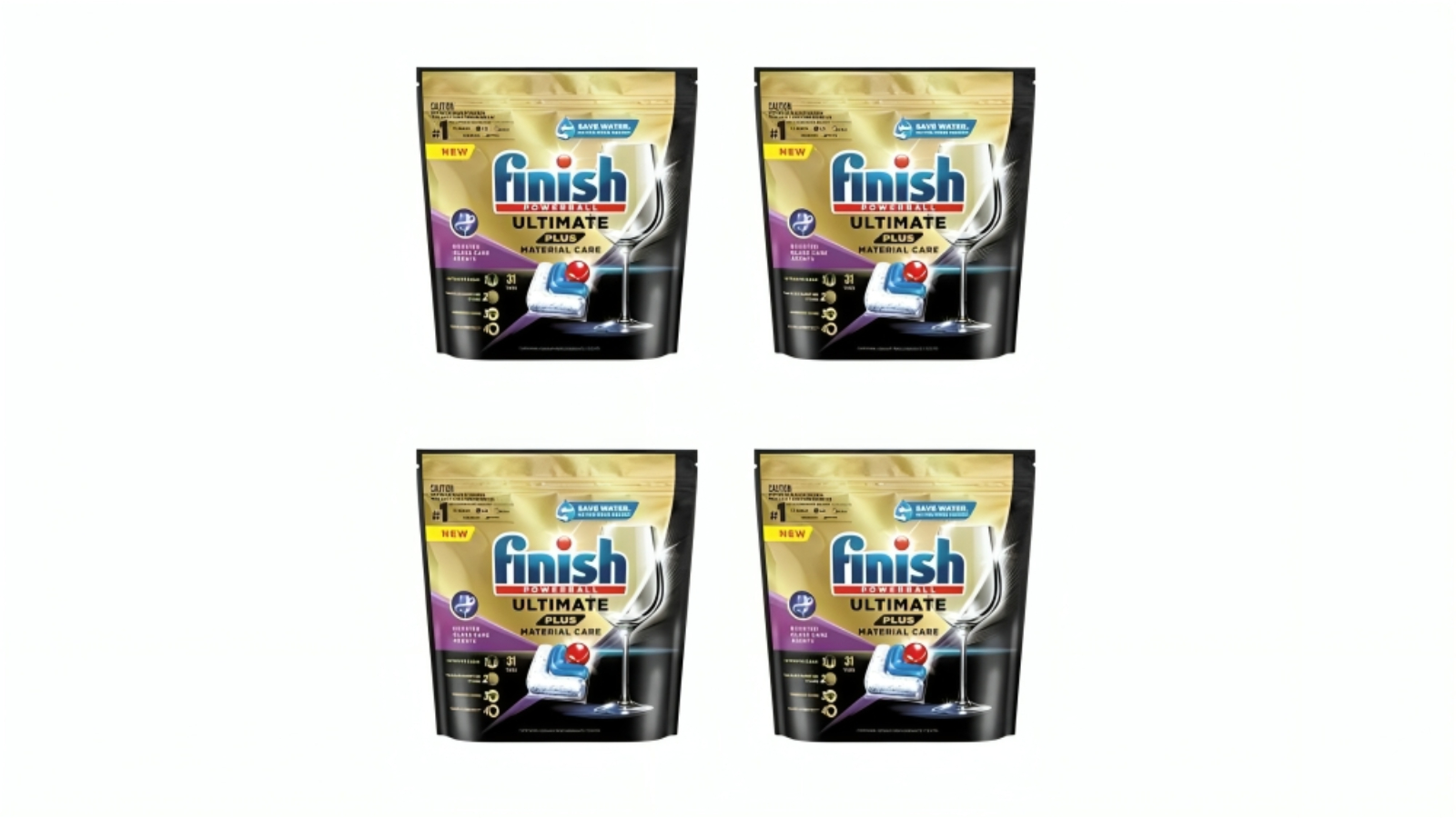 Finish 124 Tabs Ultimate Plus Dishwasher Tablets – Pack of 4