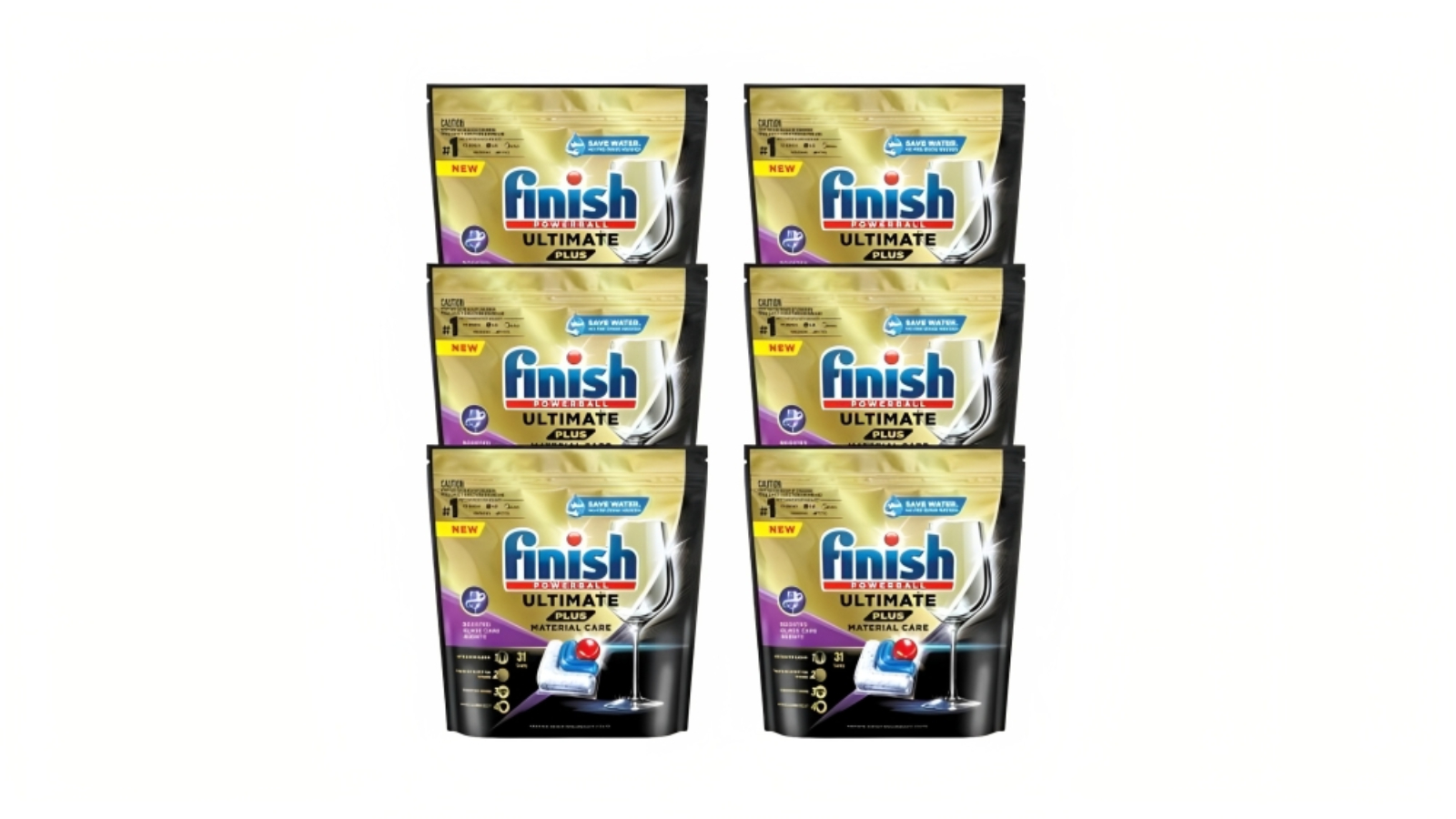 Finish  186 Tabs Ultimate Plus Dishwasher Tablets – Pack of 6