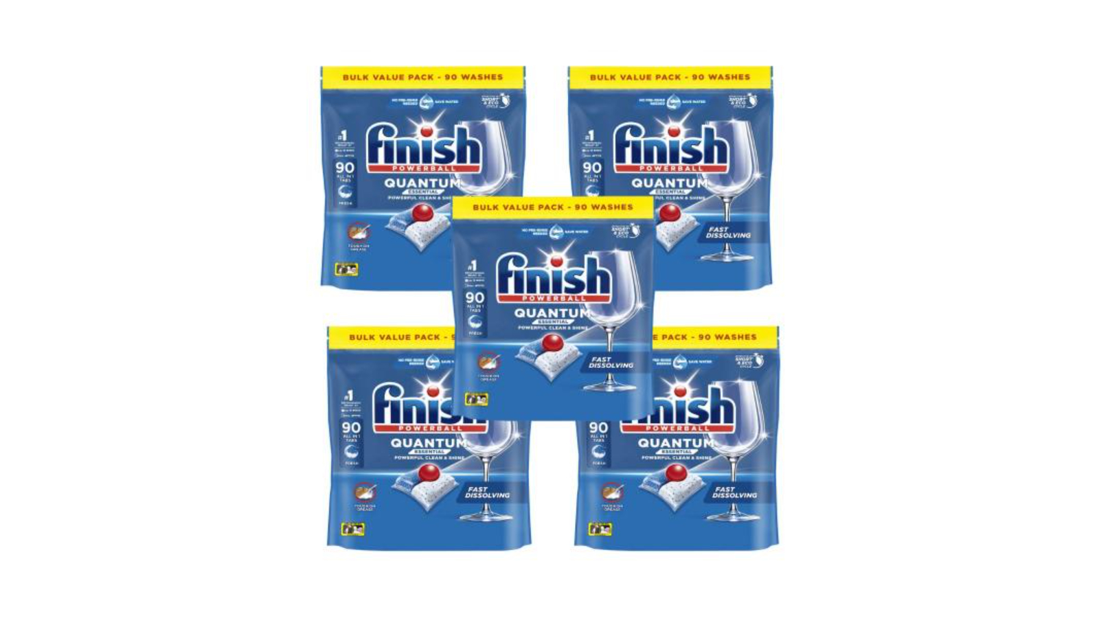 Finish 450 Tabs Quantum Dishwasher Tablets – Pack of 5