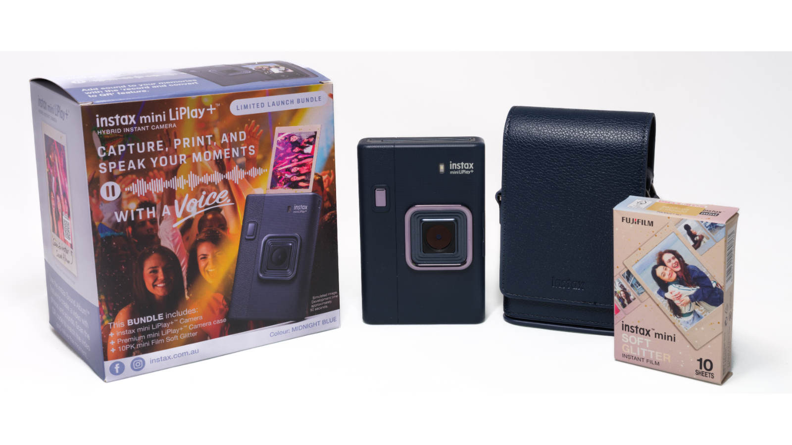 instax mini LiPlay+ Instant Camera Bundle - Midnight Blue