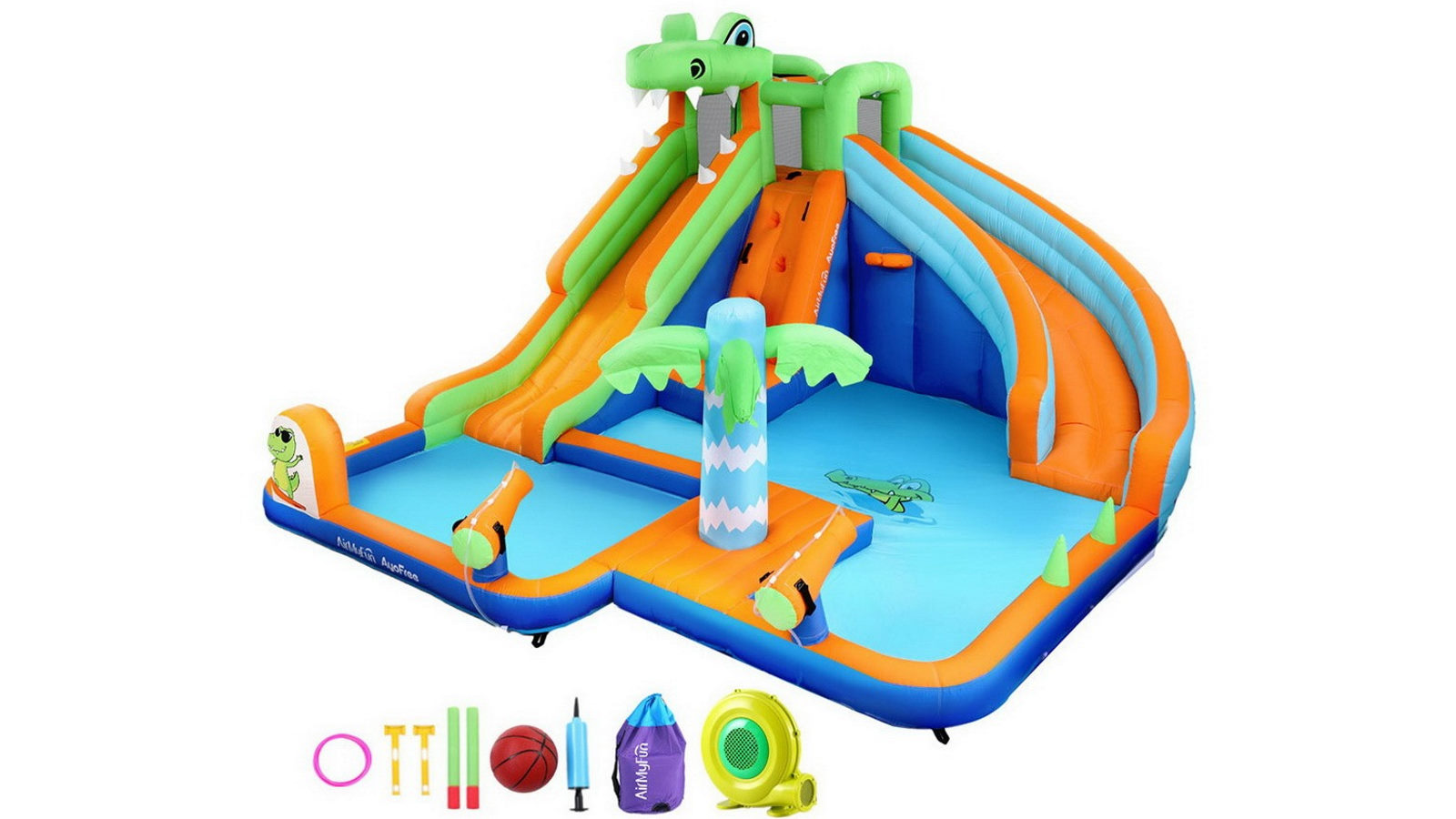 AirMyFun 465 x 430cm Kids Inflatable Pool Water Double Slide Park Jumping Castle