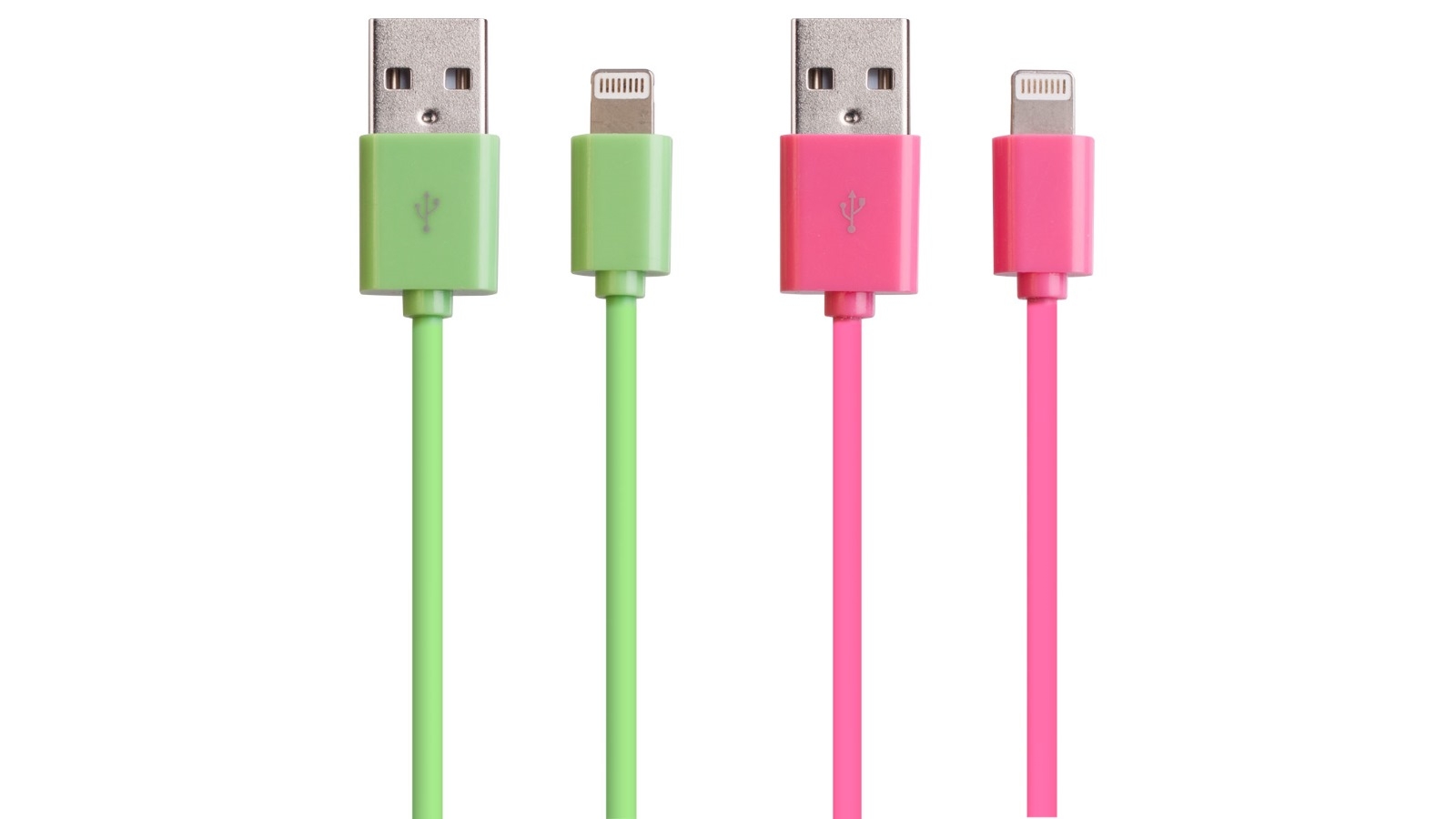 Laser Twin Pack Lightning 2m USB Cable  - Pink and Green