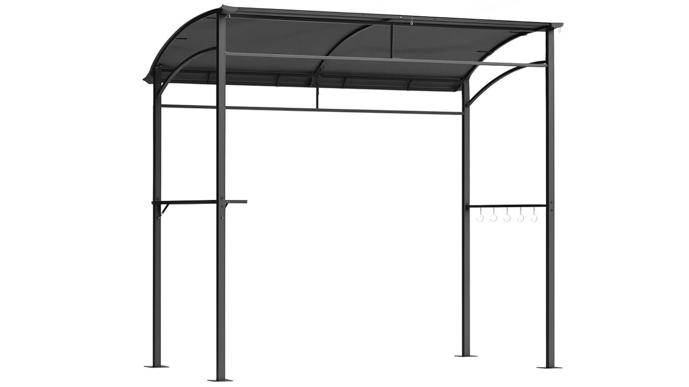 Instahut Outdoor Patio Grill Gazebo with Shelf and Hooks - Grey