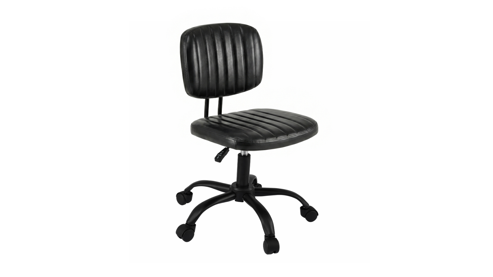 Artiss Adjustable Ergonomic PU Leather Armless Office Chair with Wheel - Black