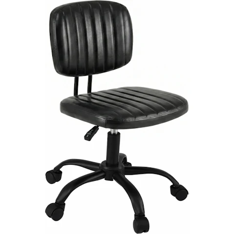 Artiss Adjustable Ergonomic PU Leather Armless Office Chair with Wheel - Black