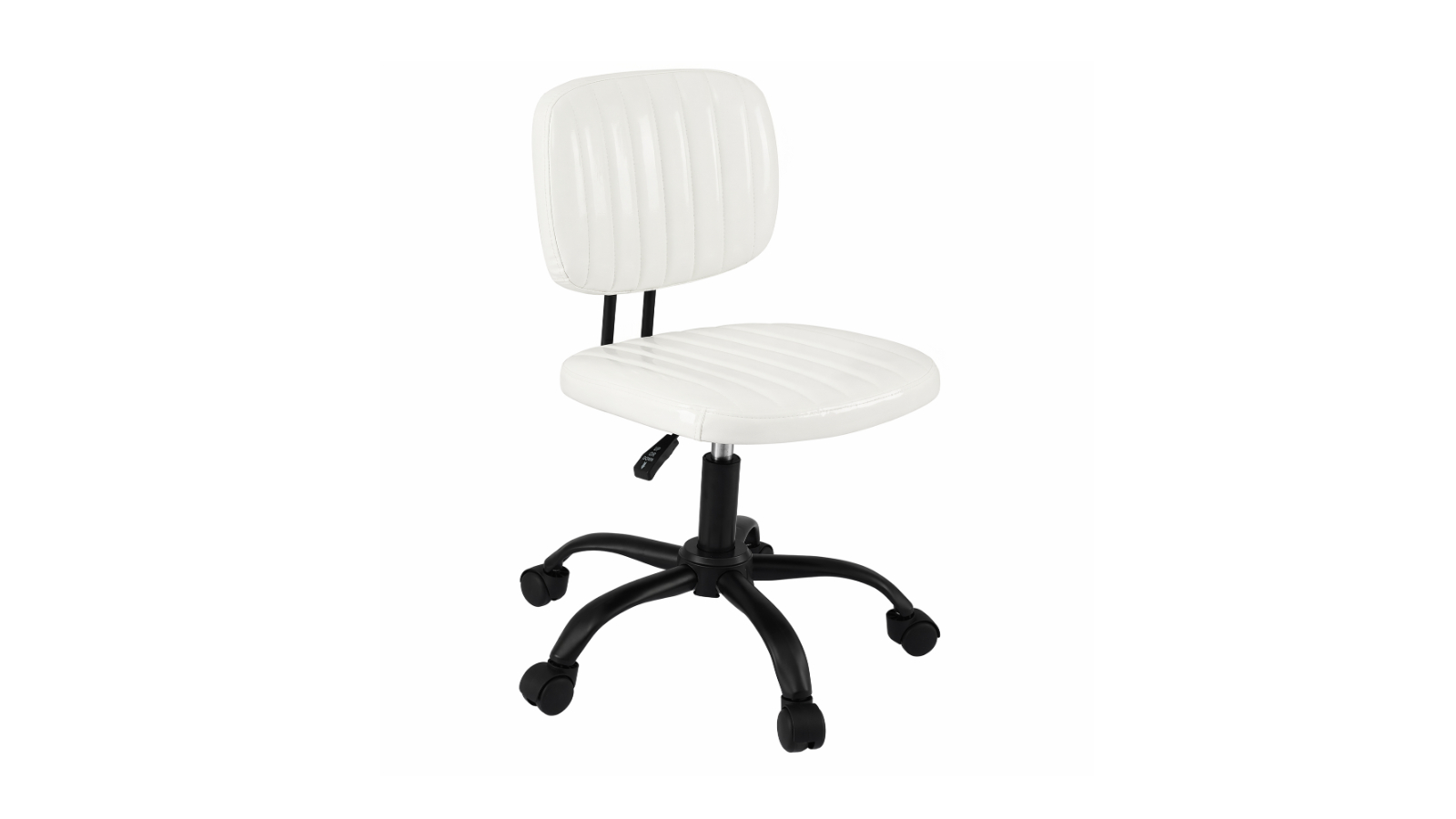 Artiss Adjustable Ergonomic PU Leather Armless Office Chair with Wheel - White