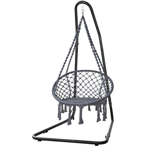 Gardeon Hammock Hanging Chair Swing with Steel Stand - Grey