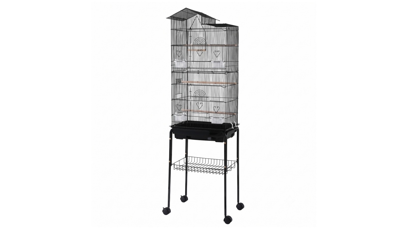 i.Pet 158cm Bird Cage Stand with Wheel - Black