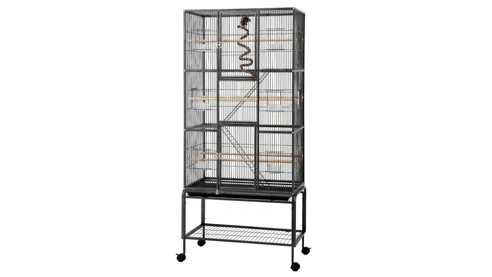 i.Pet 176cm 3-Tier Bird Cage with Ladder - Black