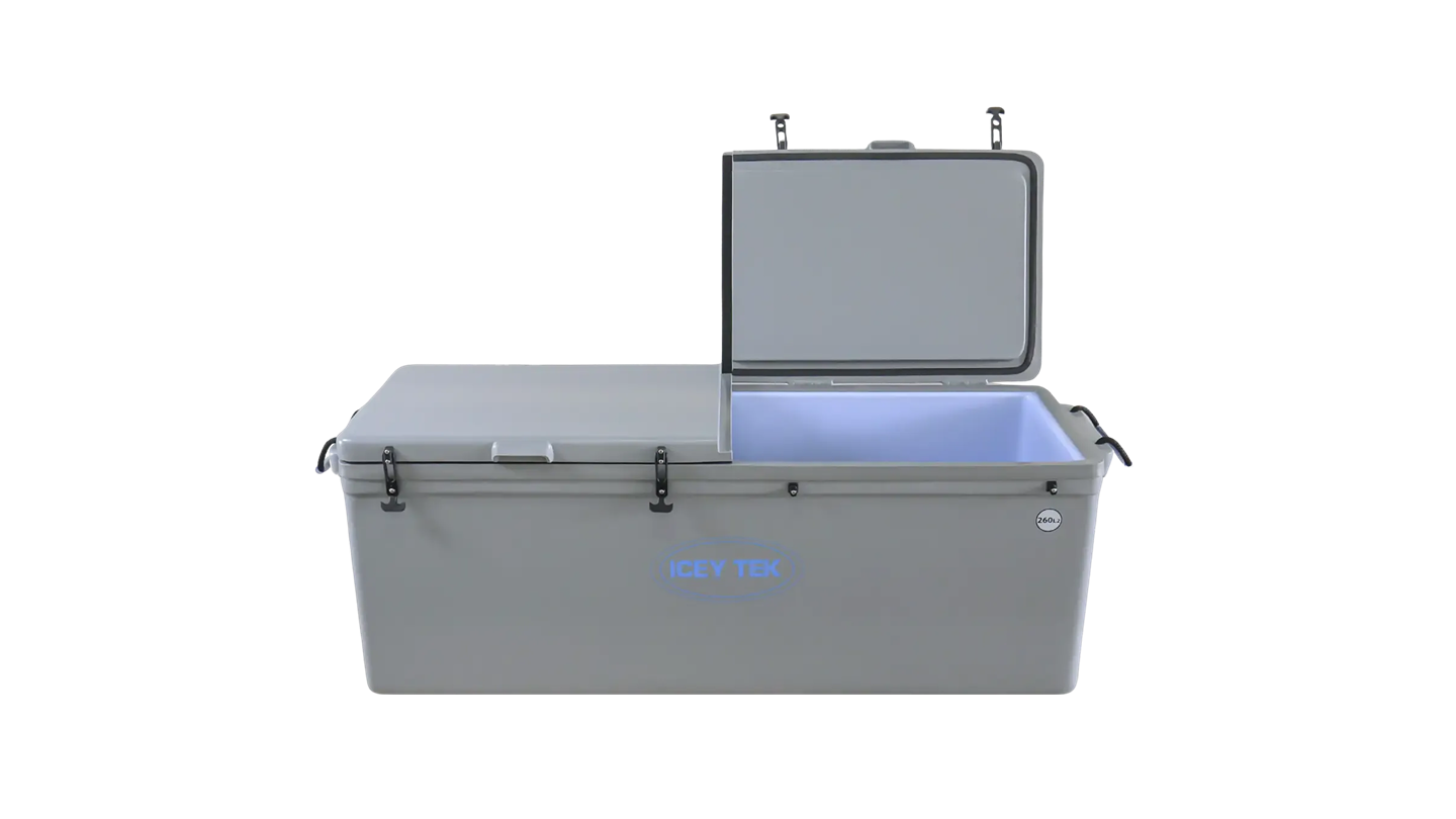 Icey Tek IT260SLGRYSPLIT Commercial 260 Litre Split Lid Long Ice Box Cooler - Grey