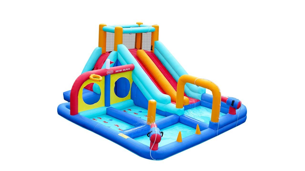 Doctor Dolphin 10-in-1 Inflatable Water Park Jumping Castle Dual Slide Blower