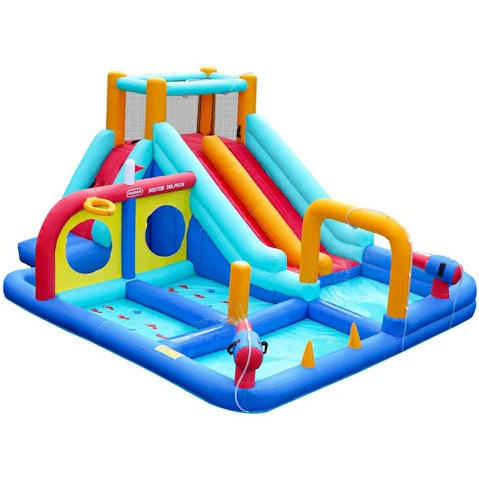 Doctor Dolphin 10-in-1 Inflatable Water Park Jumping Castle Dual Slide Blower