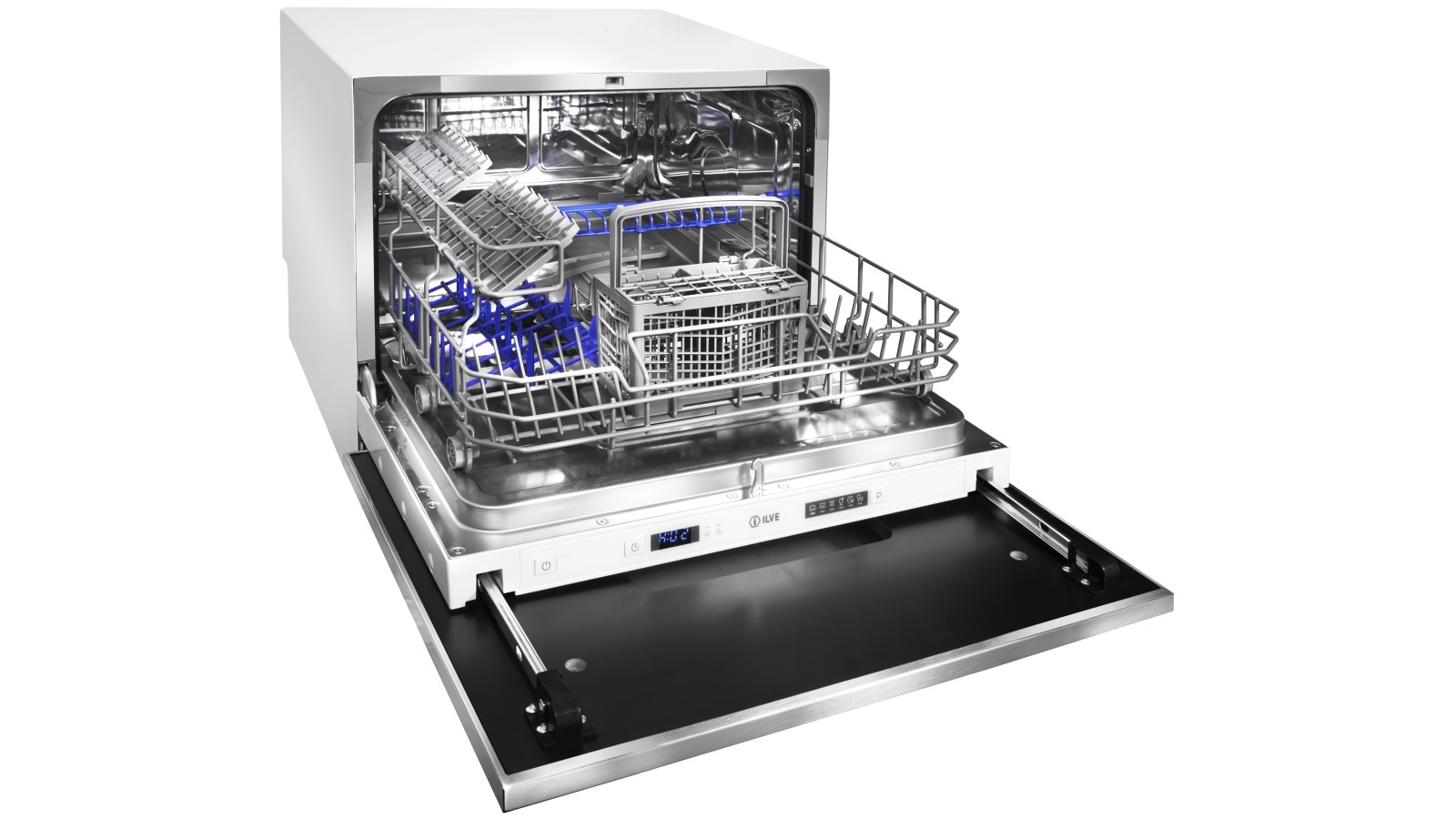 Fully integrated clearance compact dishwasher