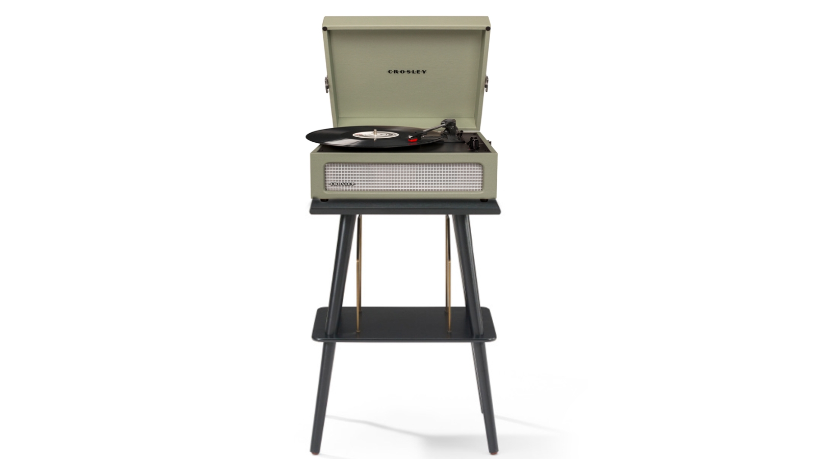Crosley Voyager Bluetooth Portable Turntable + Entertainment Stand Bundle - Sage