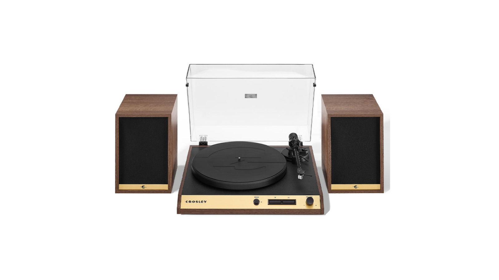 Crosley C72 Record Player Shelf System - Walnut