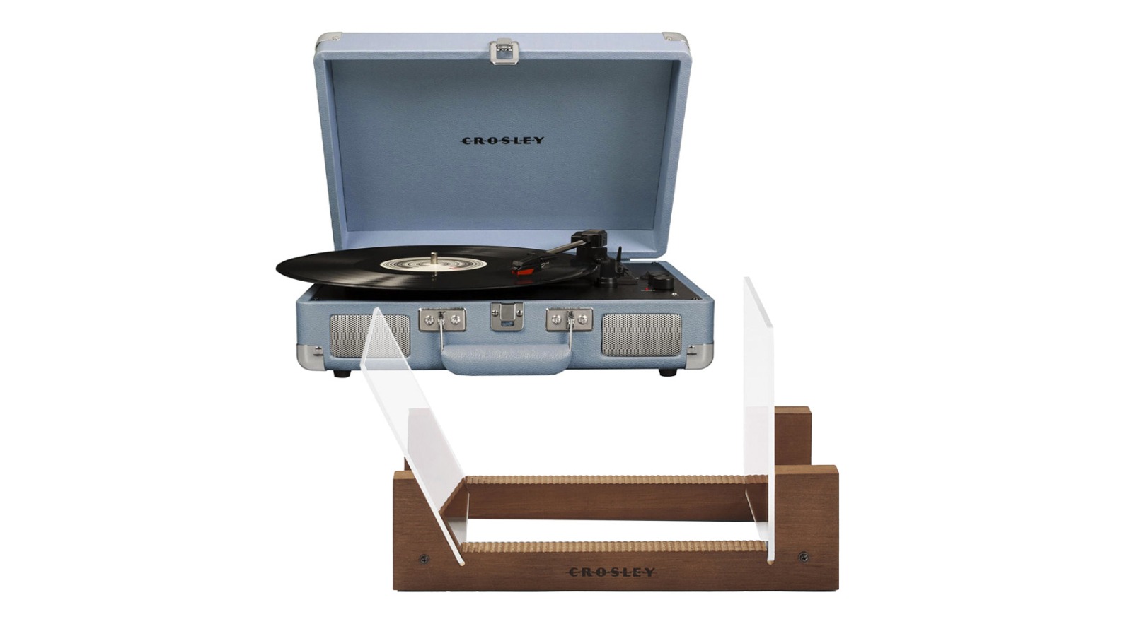 Crosley Cruiser Bluetooth Portable Turntable + Record Storage Display Stand Bundle - Tourmaline