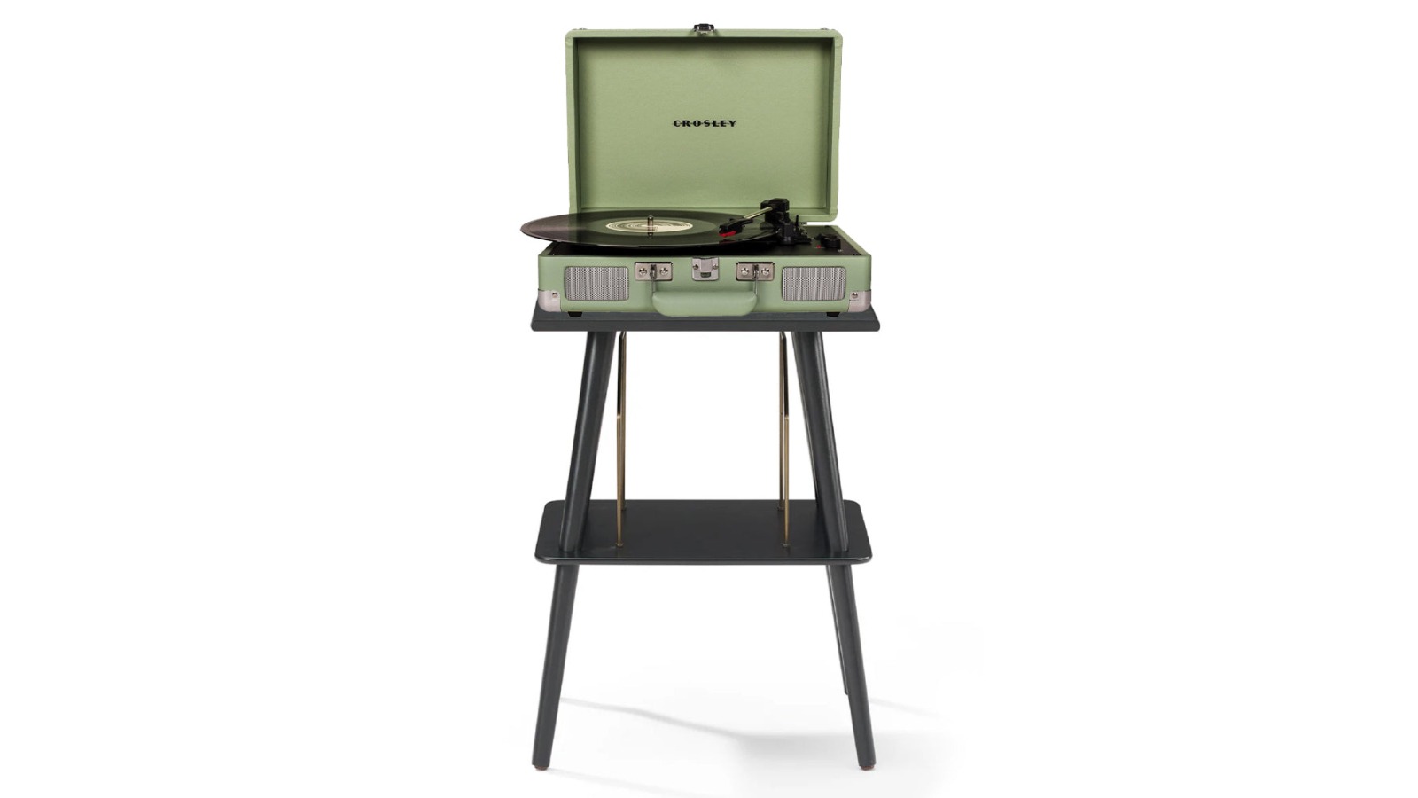 Crosley Cruiser Bluetooth Portable Turntable Entertainment Stand Bundle - Mint