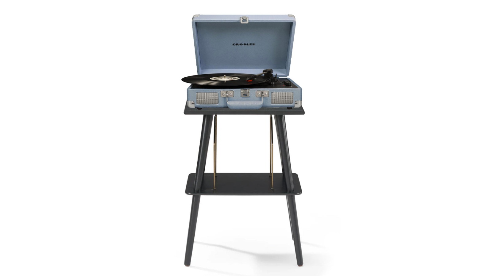 Crosley Cruiser Bluetooth Portable Turntable Entertainment Stand Bundle - Tourmaline 