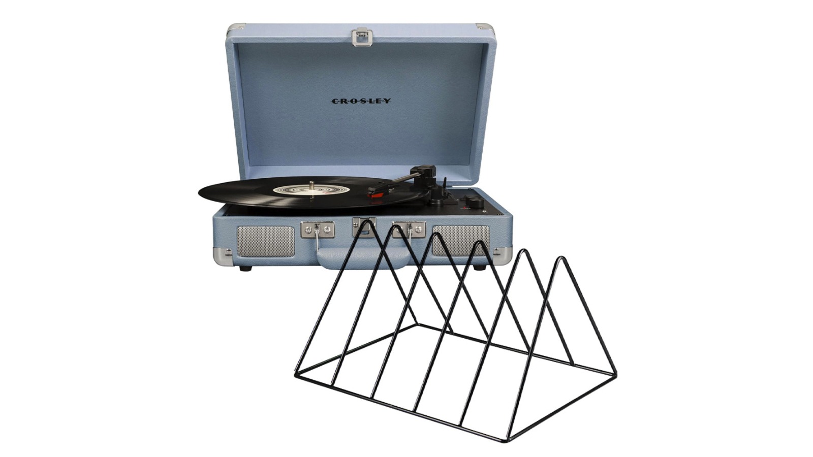 Crosley Cruiser Bluetooth Portable Turntable + Gadhouse Vinyl Rack Bundle - Turquoise /Black