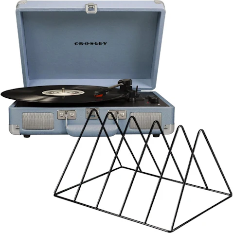 Crosley Cruiser Bluetooth Portable Turntable + Gadhouse Vinyl Rack Bundle - Turquoise /Black