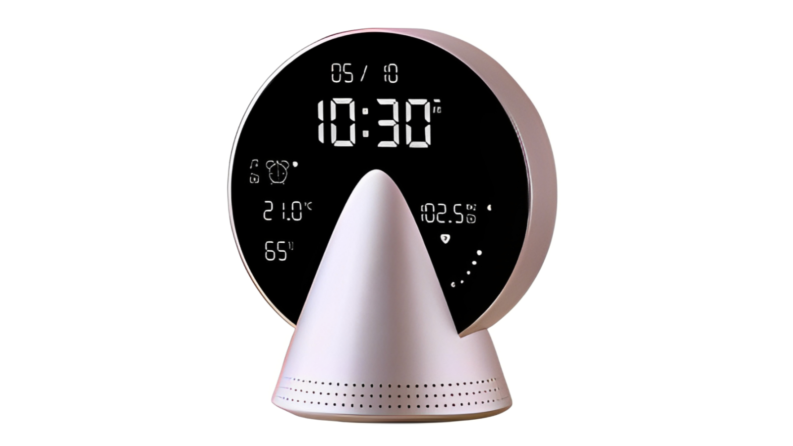 Lexon Conic Radio Alarm Clock with FM and Built-in Bluetooth Speaker - Alu Polish