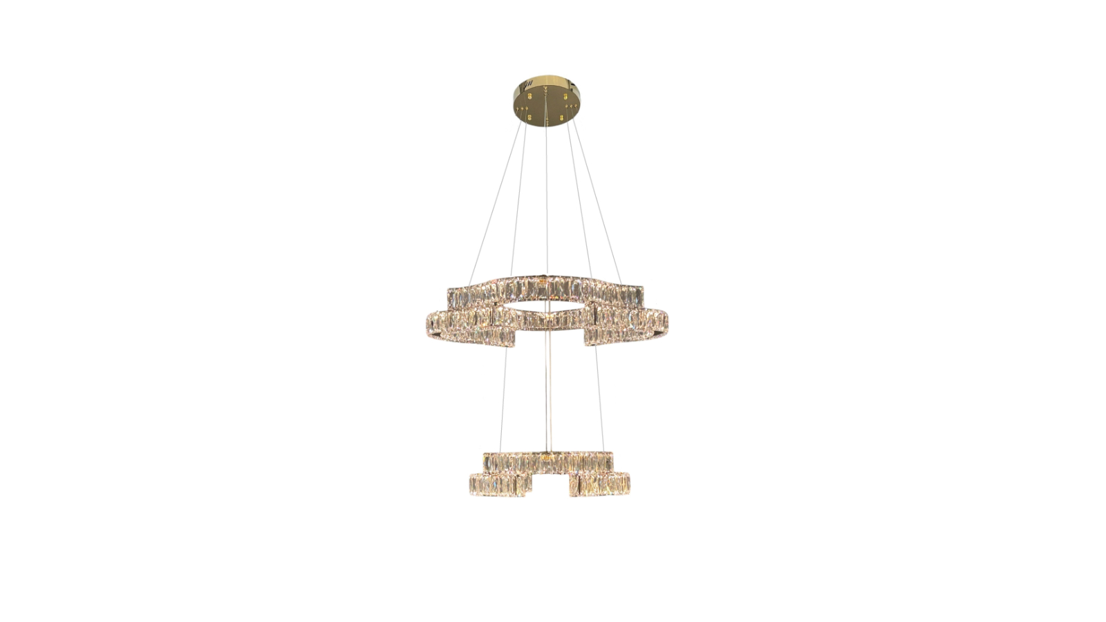 Element Lighting 2-Tier Jenga Tri-Colour LED Crystal Pendant - Gold