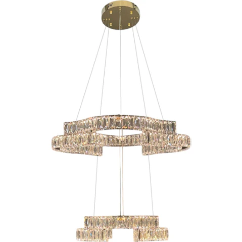 Element Lighting 2-Tier Jenga Tri-Colour LED Crystal Pendant - Gold