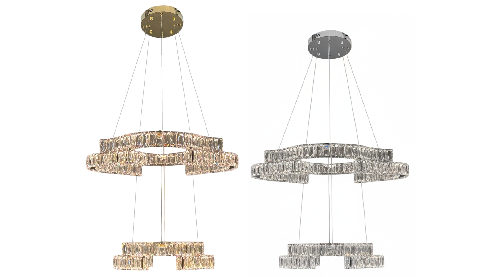 Element Lighting 2-Tier Jenga Tri-Colour LED Crystal Pendant