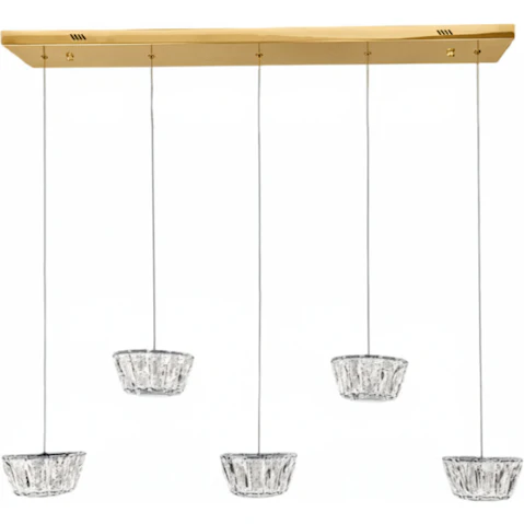 Element Lighting Onana 5-Light Tri-Colour LED Crystal Pendant - Gold