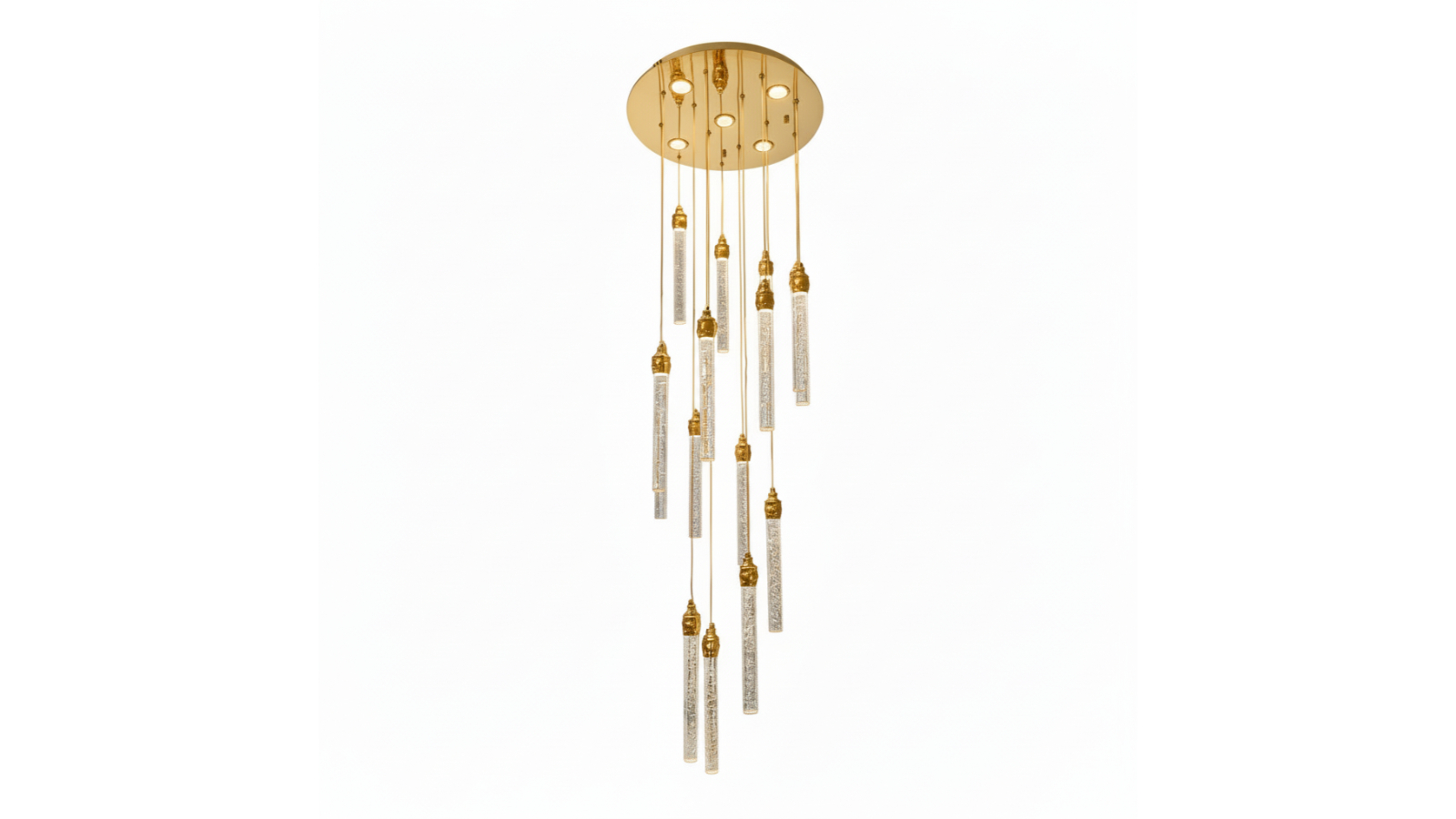 Element Lighting Lena 15-Stick Tri-Colour LED Crystal Chandelier - Gold