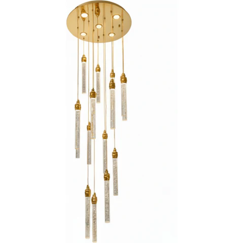 Element Lighting Lena 15-Stick Tri-Colour LED Crystal Chandelier - Gold