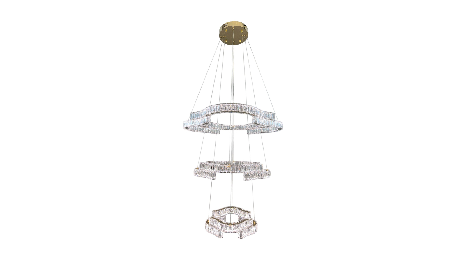 Element Lighting 3-Tier Jenga Tri-Colour LED Crystal Chandelier - Gold