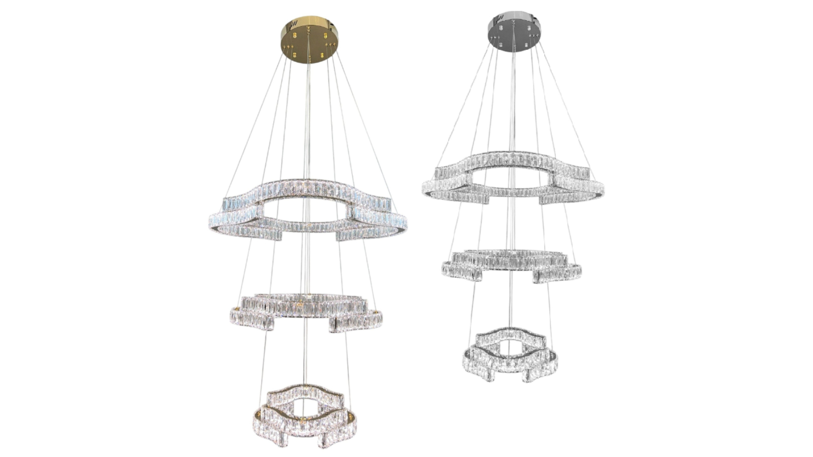 Element Lighting 3-Tier Jenga Tri-Colour LED Crystal Chandelier