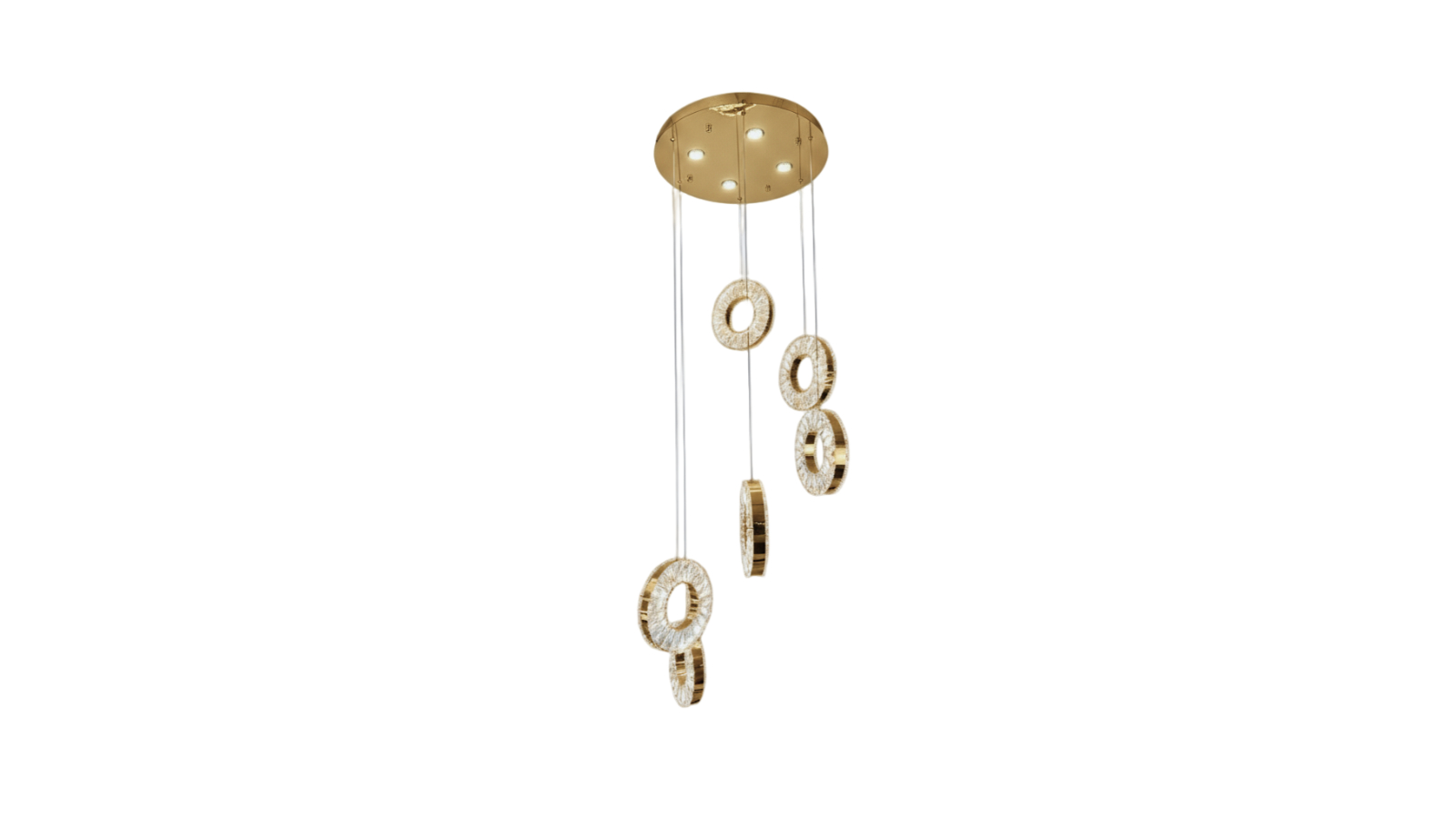 Element Lighting 6-Ring Robi Tri-Colour LED Crystal Chandelier - Gold
