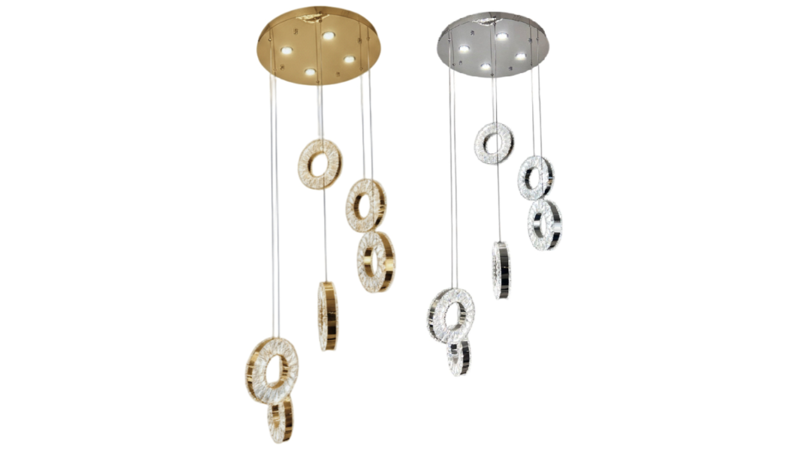 Element Lighting 6-Ring Robi Tri-Colour LED Crystal Chandelier