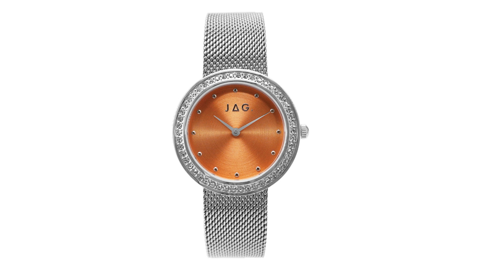 JAG Henley Silver Stainless Steel Womens Watch with Copper Dial and Mesh Band - 3.5cm