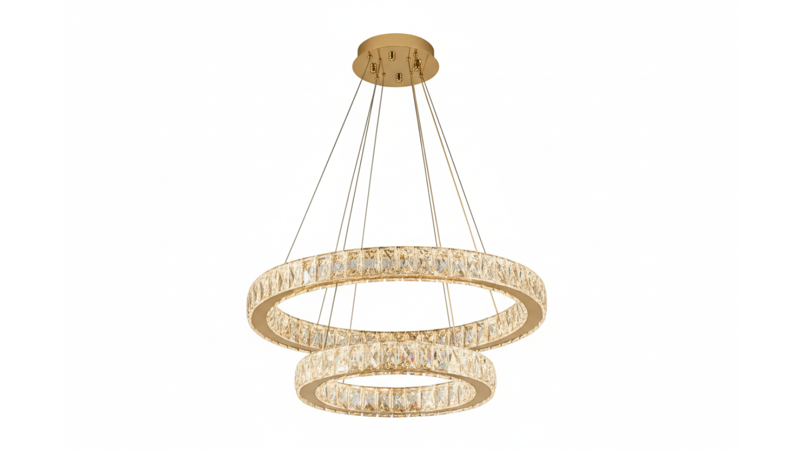 Element Lighting 2-Ring Aaron Tri-Colour LED Crystal Pendant - Gold
