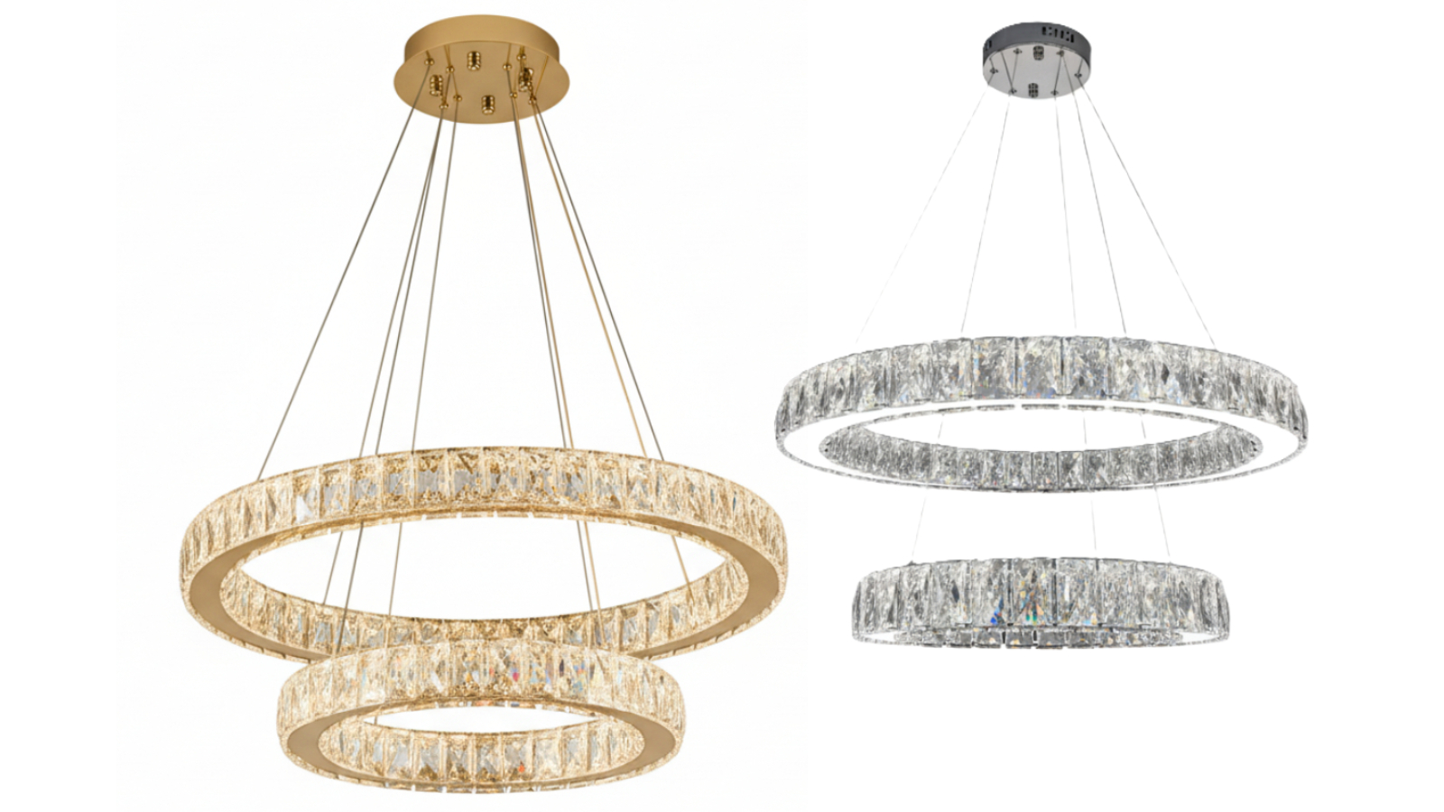 Element Lighting 2-Ring Aaron Tri-Colour LED Crystal Pendant