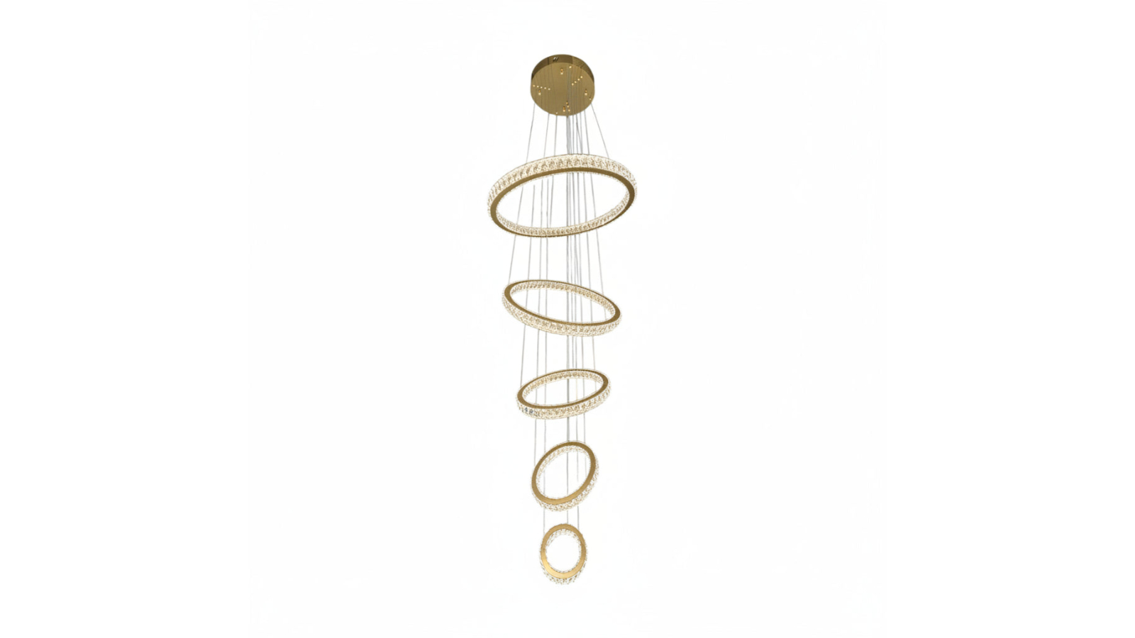 Element Lighting Aaron 5-Ring LED Tri-Colour Crystal Chandelier - Gold
