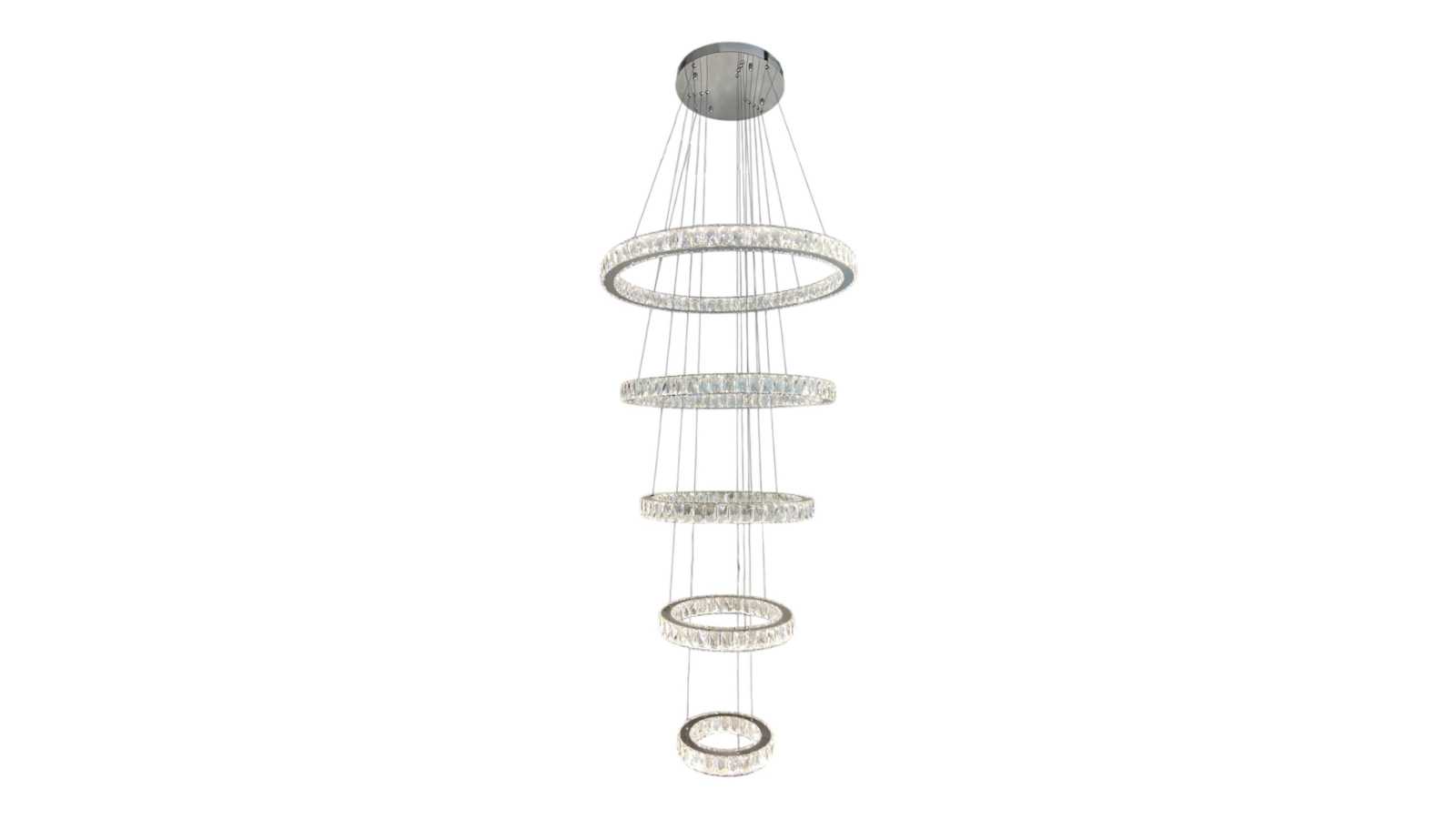 Element Lighting Aaron 5-Ring LED Tri-Colour Crystal Chandelier - Chrome