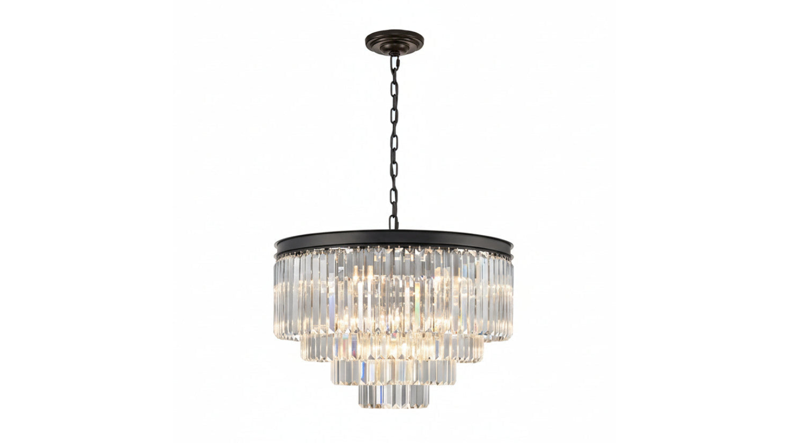 Element Lighting Marf 60cm 4-Tier 11-Light Crystal Chandelier - Black