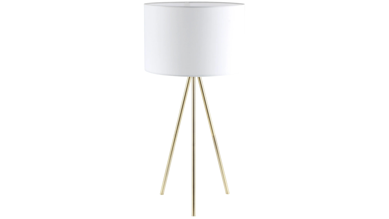 Jambes White Drum Shade Table Lamp with Antique Brass Tripod