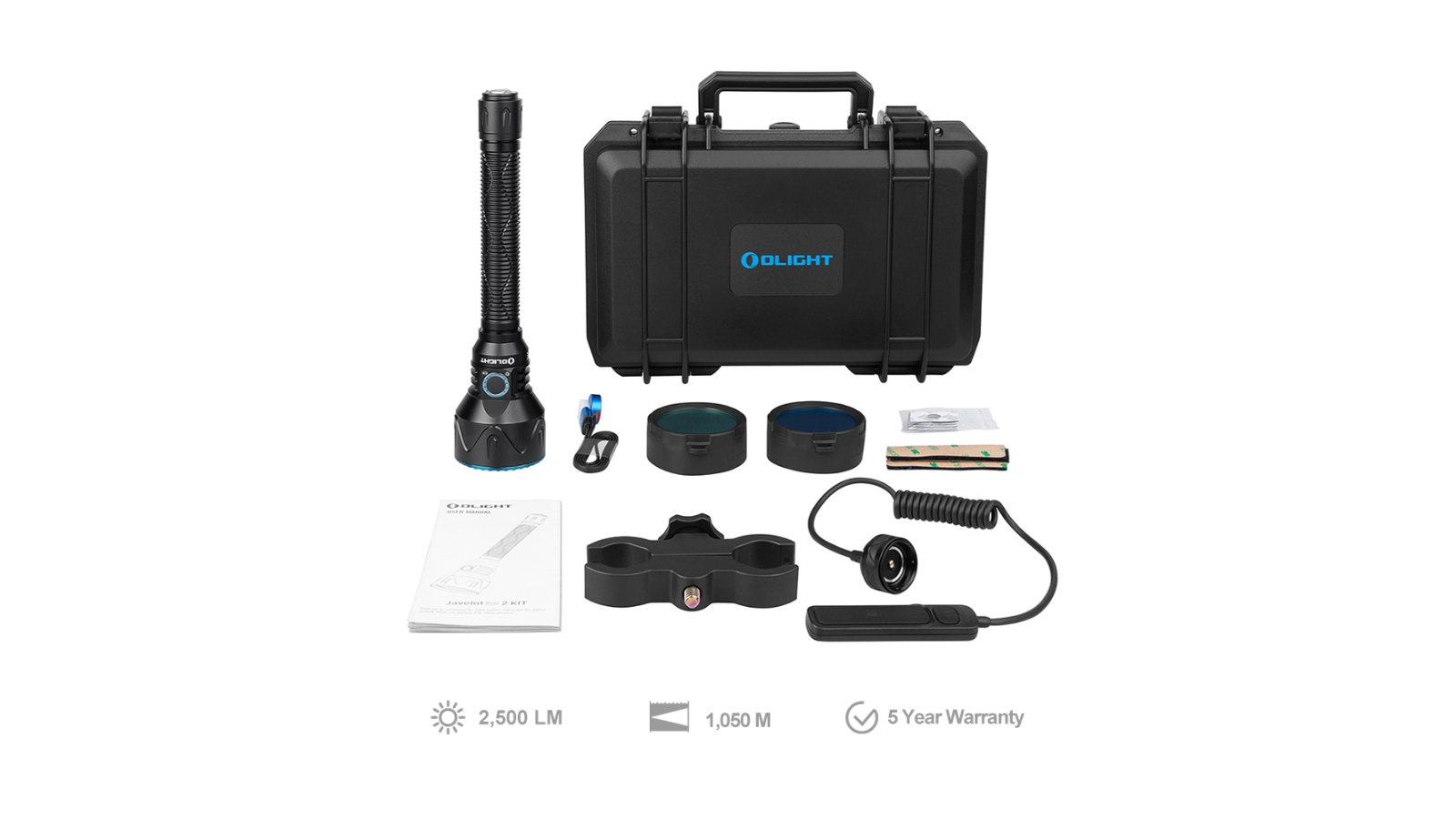 Olight Javelot Pro 2 Hunting KIT Dual-Button Long Distance Tactical Torch - Black
