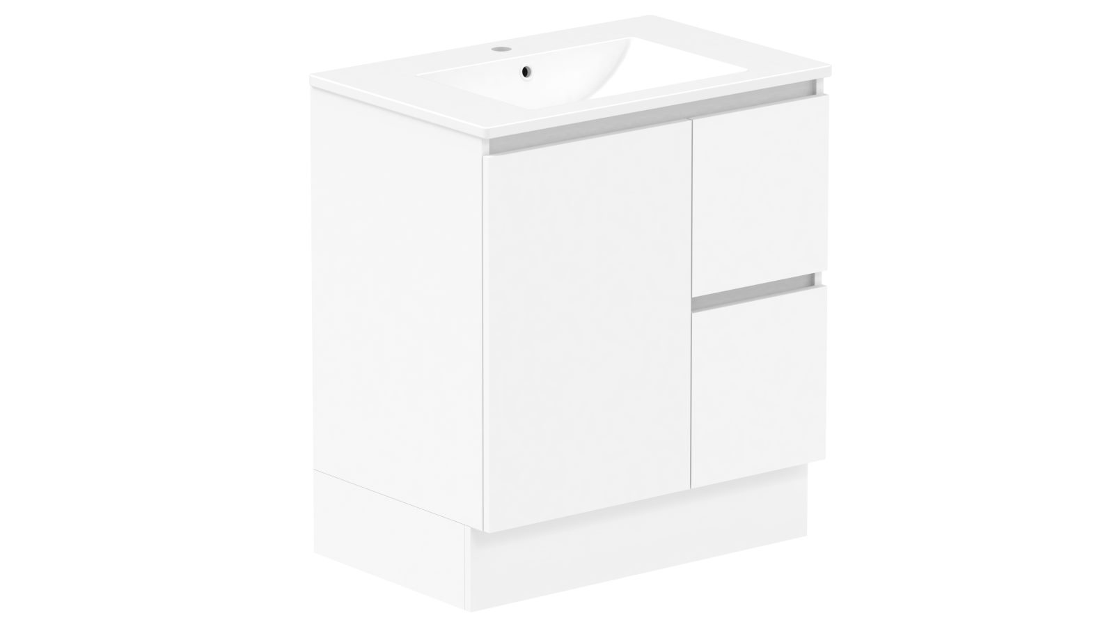 ADP Jane 750mm Express Door & Drawer Twin Vanity with Centre Basin Cast Marble Top - Polar Gloss White