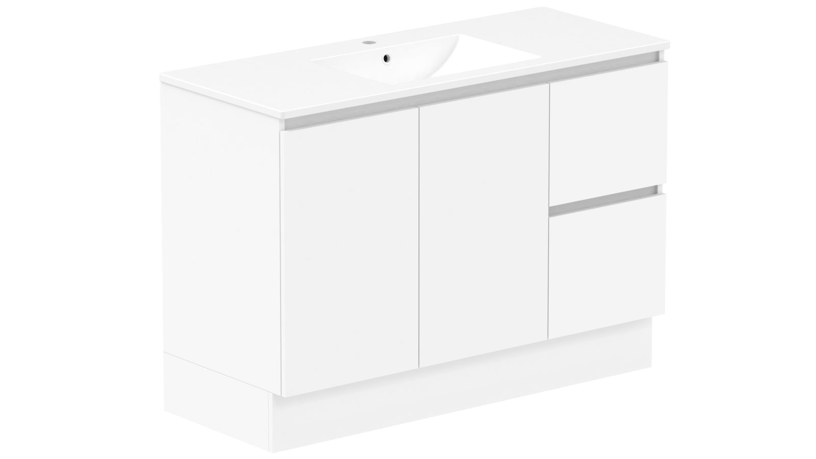 ADP Jane 1200mm Express Door & Drawer Twin Vanity with Centre Basin Cast Marble Top Polar