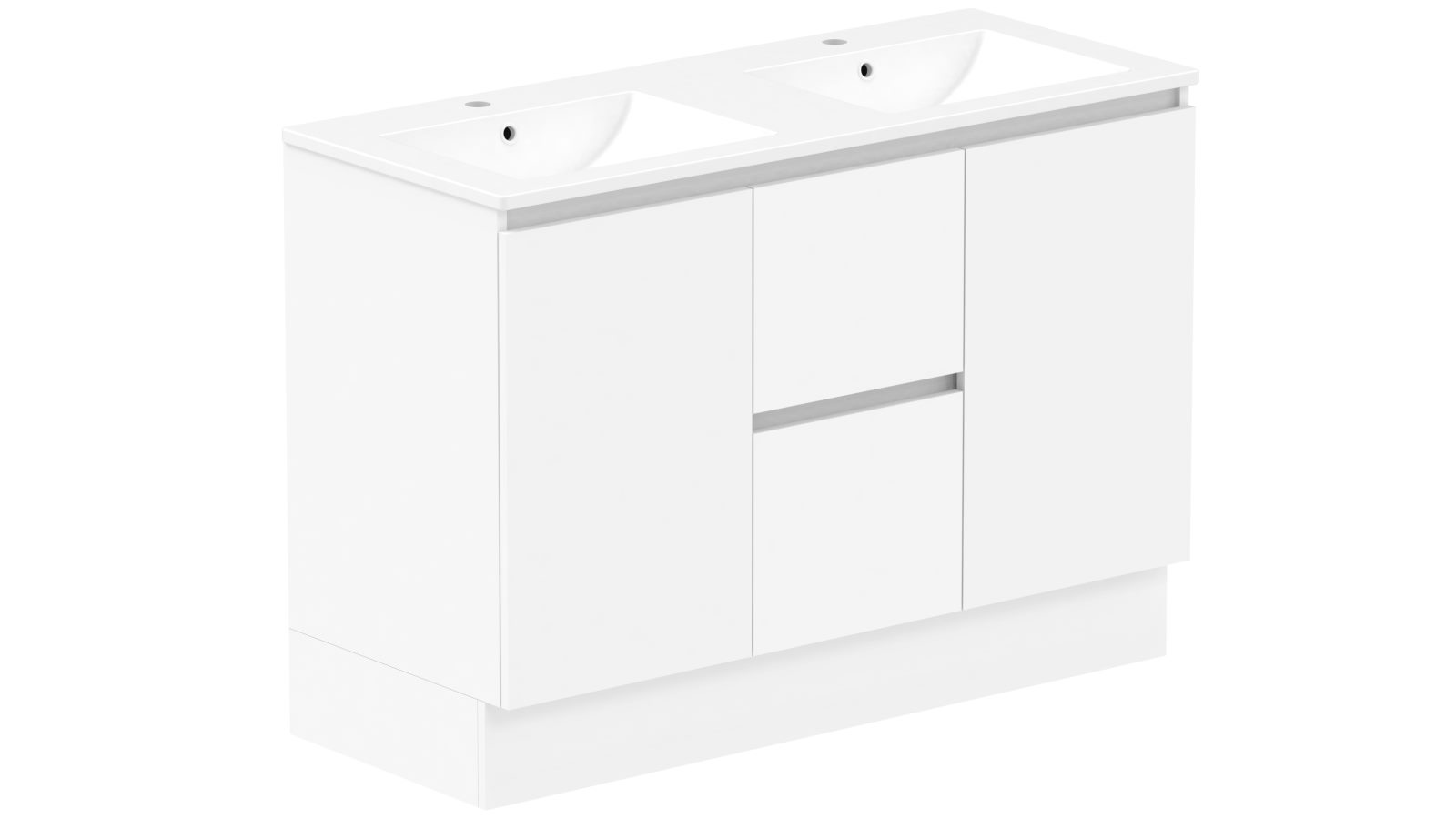 ADP Jane 1200mm Express Door & Drawer Twin Vanity with Double Basin Cast Marble Top - Polar Gloss White