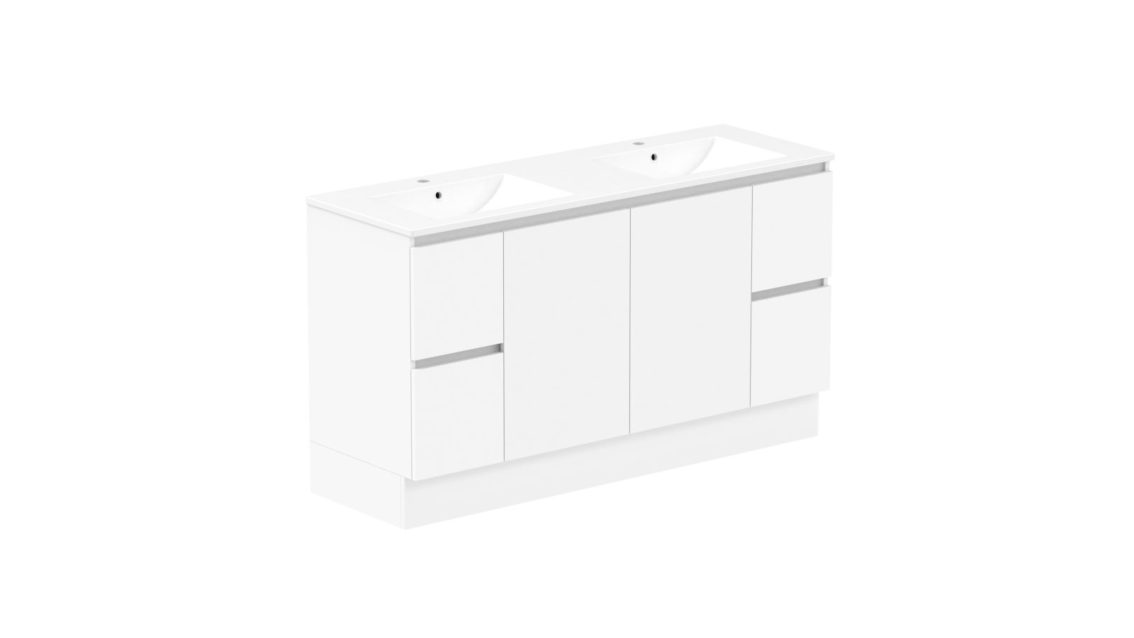 ADP Jane 1500mm Express Door & Drawer Twin Vanity with Double Basin Cast Marble Top - Polar Gloss White