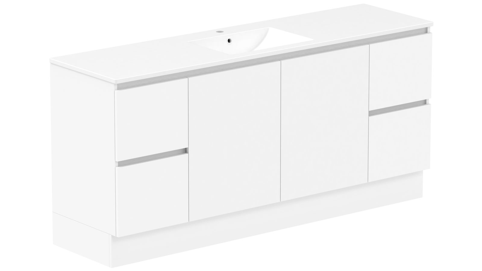 ADP Jane 1800mm Express Door & Drawer Twin Vanity with Centre Basin Cast Marble Top - Polar Gloss White