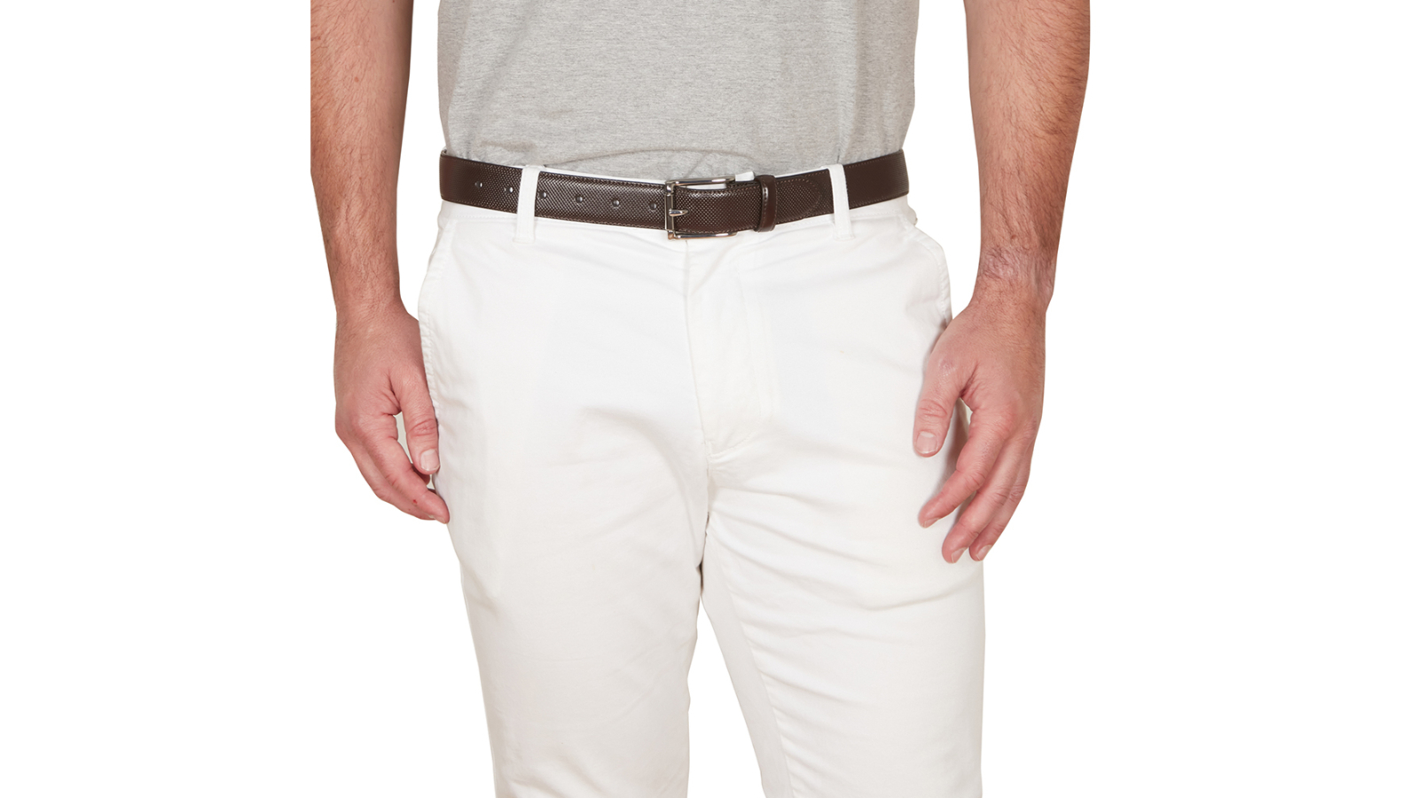 Jeff Banks Tan/Black Slim-line Leather Belt
